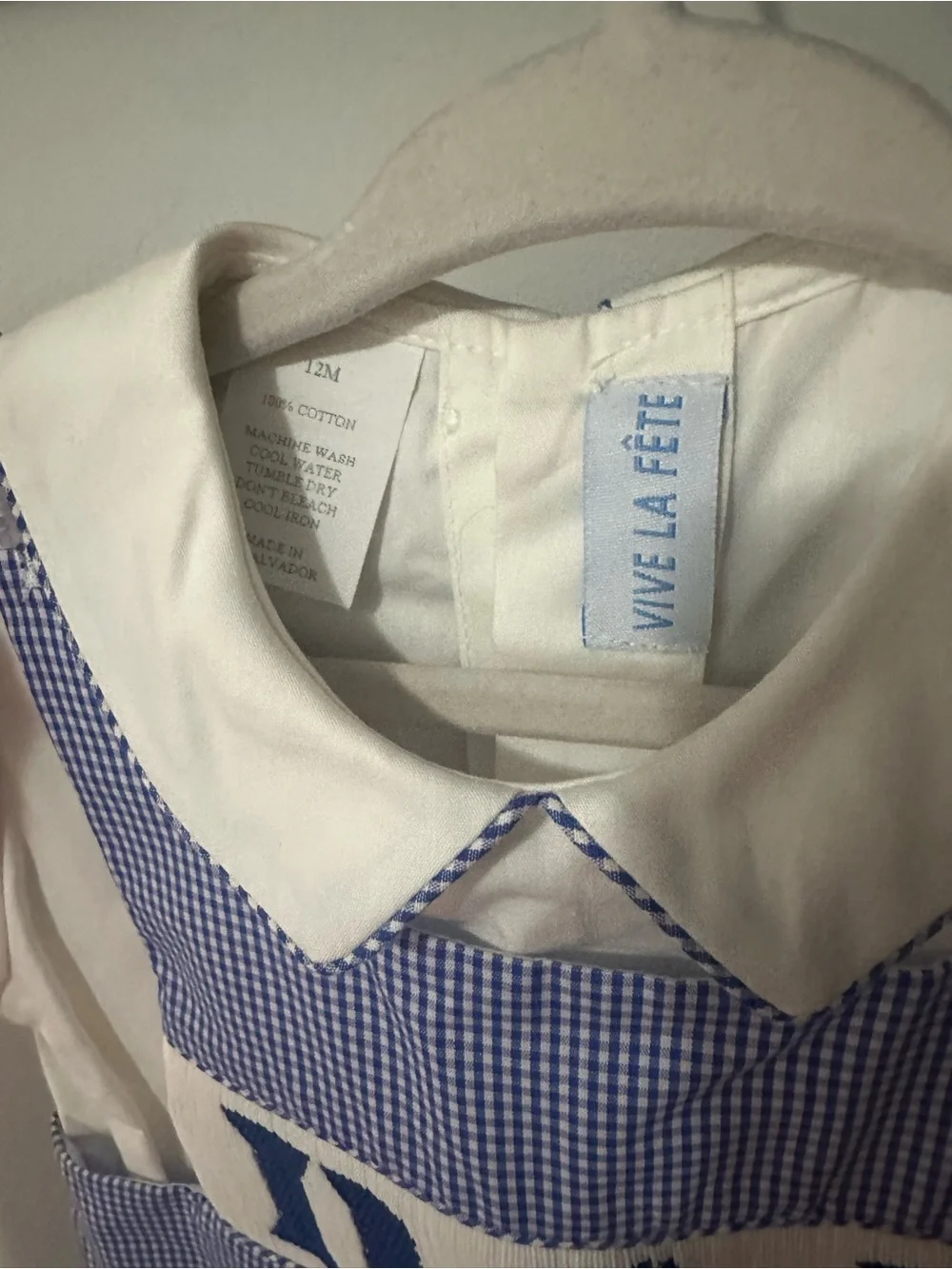 NWT Vive La Fete Duke Blue Gingham Smocked Boys' Jon Jons with White Shirt